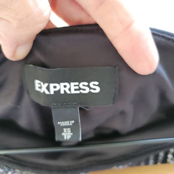 EXPRESS Mini Skirt SZ XS With Silver And Purple Sequins 90'sClub Party Datenight - Picture 4 of 4